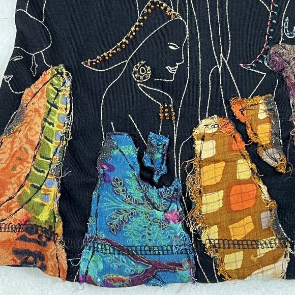 Chico’s Shirt Women's L T-shirt Black Wearable Art Colorful Long Sleeve Pullover - Picture 13 of 17